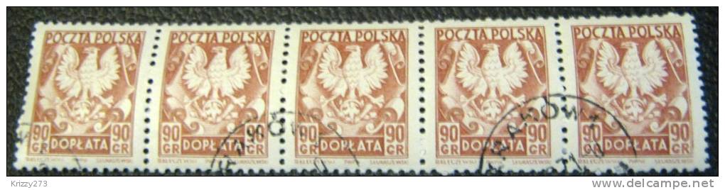 Poland 1951 Postage Due 90g X5 - Used - Segnatasse