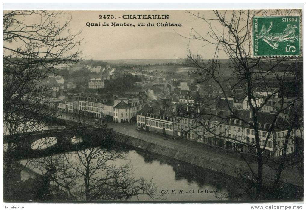 CPA 29 CHATEAULIN QUAI DE NANTES VU DU CHATEAU - Châteaulin