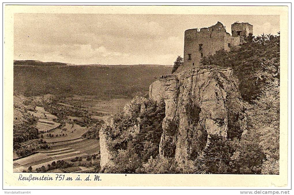 AK 1014 Reußenstein 751 M ü. D. M. 28.7. REUTLIN H Mehr Nicht Erkennbar Briefmarke Entfernt Nach Herrenberg - Esslingen