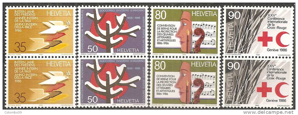 Svizzera 1986 Nuovo** - Yv.1256/59   Mi.1327/30   Coppia - Nuovi