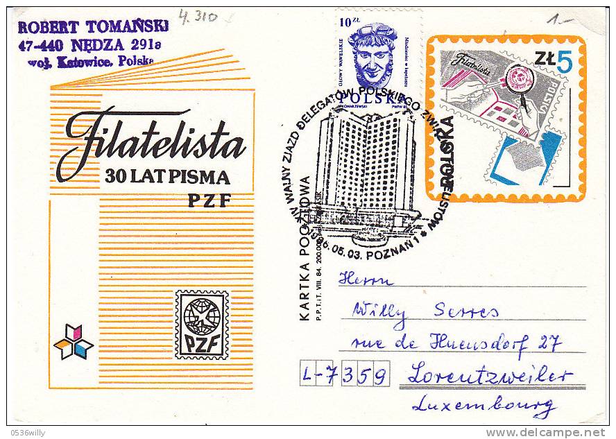 Polen Warschau 1986. Presse Press. 30 Jahre Philatelistische Presse / Kongress (4.310) - Briefe U. Dokumente