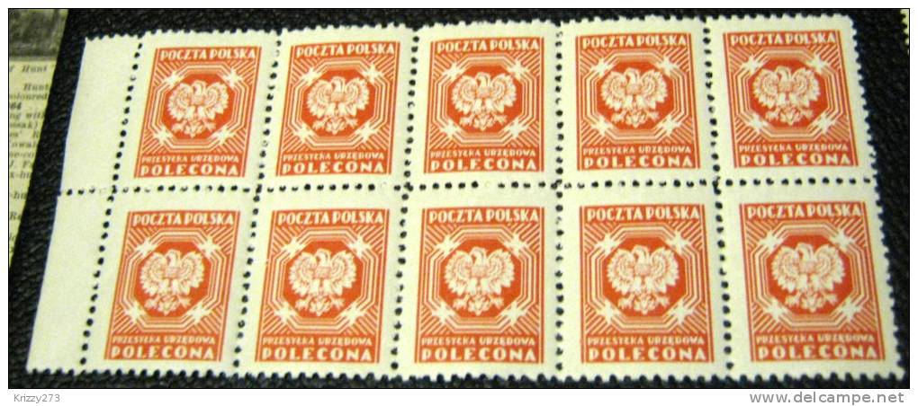 Poland 1945 Official Stamp X10 - Mint - Oficiales