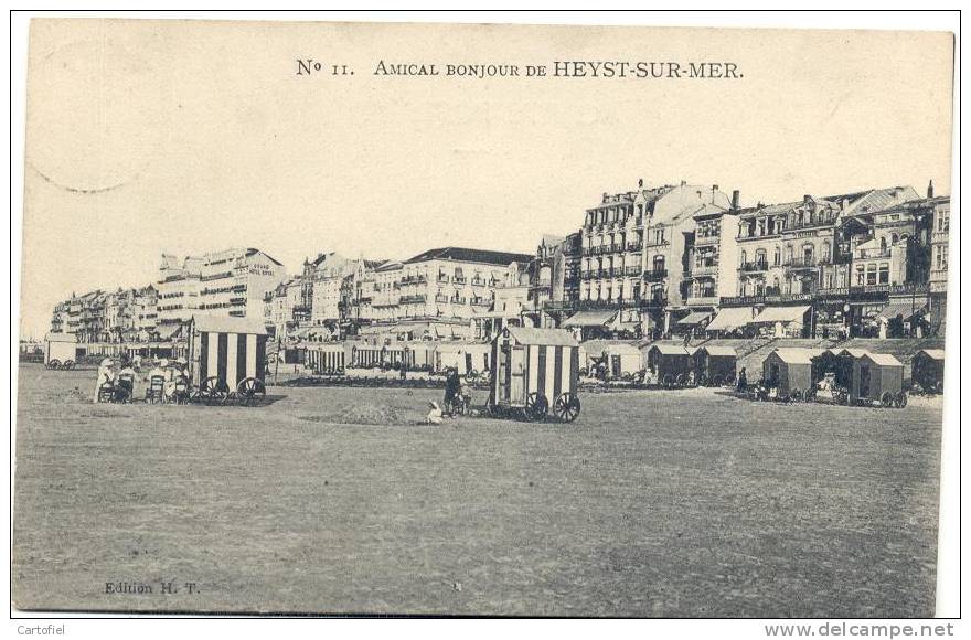 HEYST-SUR-MER-N°11 AMICAL BONJOUR DE HEYST-SUR-MER-ENVOIE 1908-EDIT.H.T. - Heist