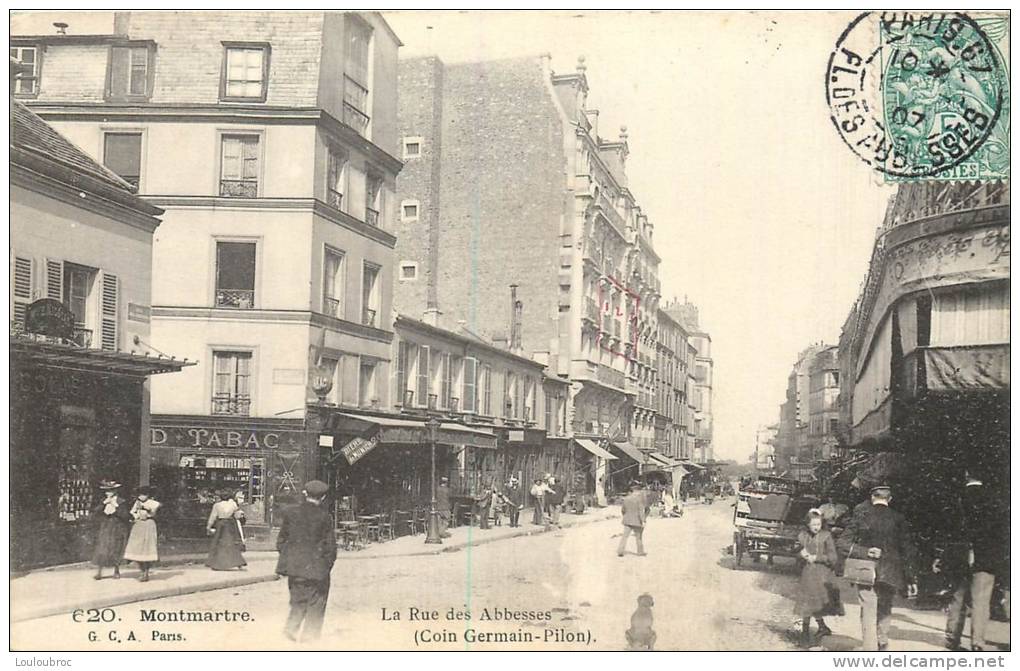 PARIS LA RUE DES ABBESSES COIN GERMAIN PILON - District 18