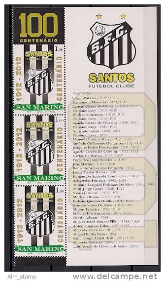 2012 San Marino Mi  2513 **MNH  Santos Futebol Clube Brasil - Famous Clubs