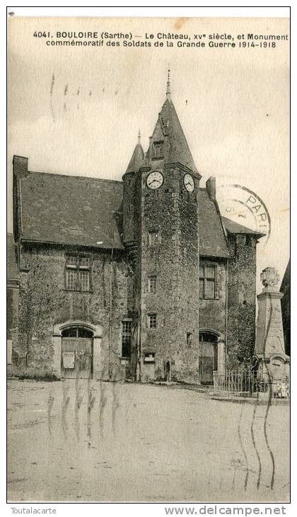 CPA 72 BOULOIRE LE CHATEAU ET MONUMENT COMMÉMORATIF 1934 - Bouloire