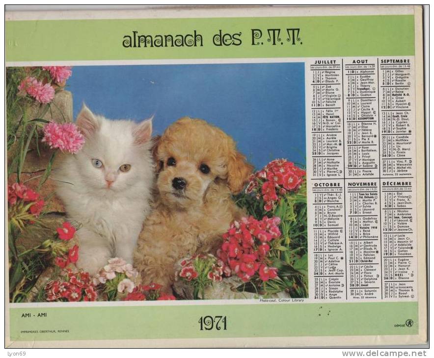 ALMANACH DES PTT 1971  EDITEUR OBERTHUR - Grand Format : 1971-80