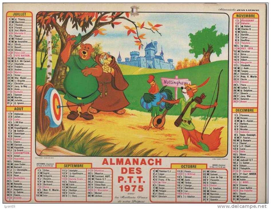 ALMANACH DES PTT 1974  EDITEUR LAVIGNE DISNEY - Big : 1971-80