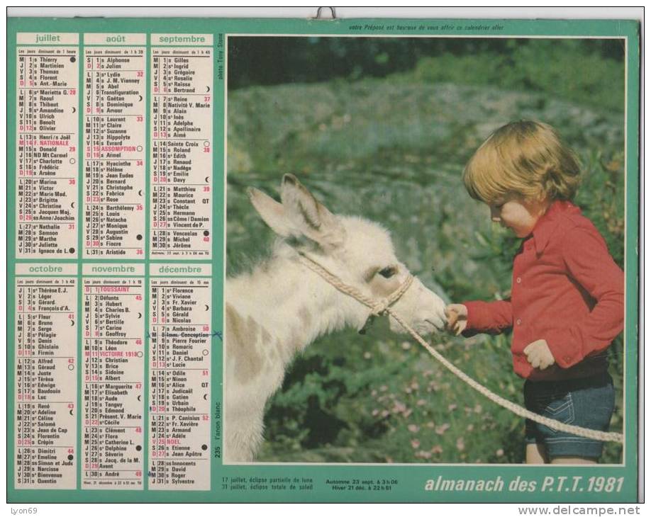 ALMANACH DES PTT 1981  EDITEUROLLER - Formato Grande : 1971-80