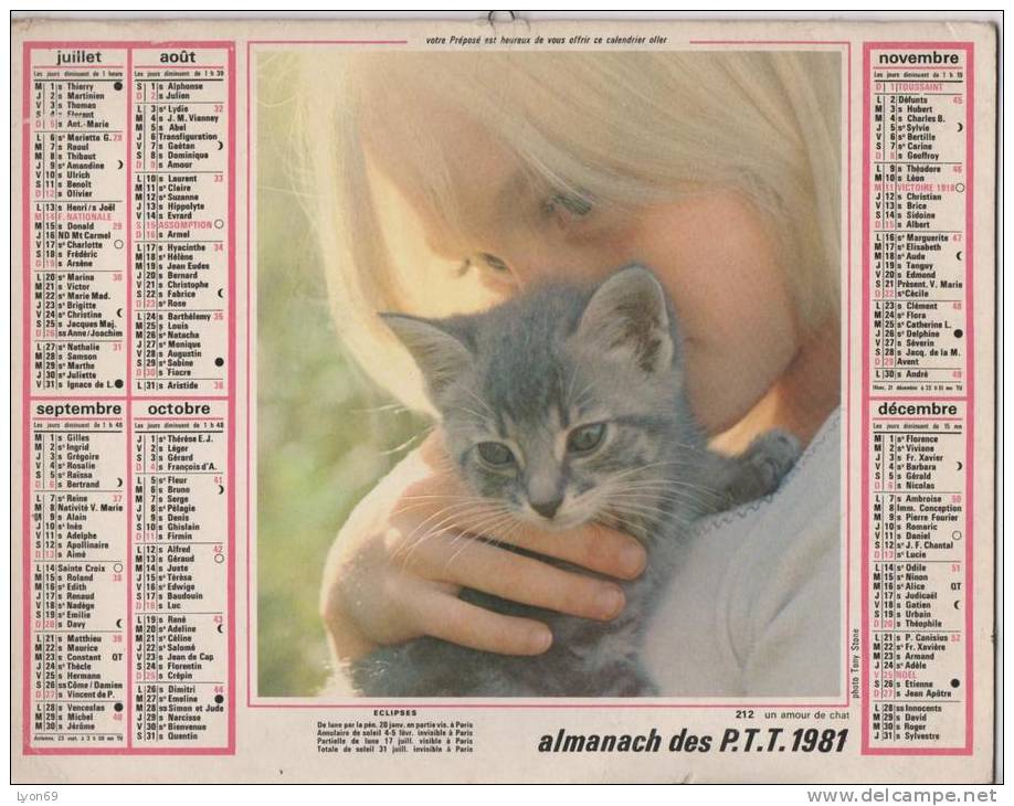 ALMANACH DES PTT 1981  EDITEUR  OLLER - Big : 1981-90