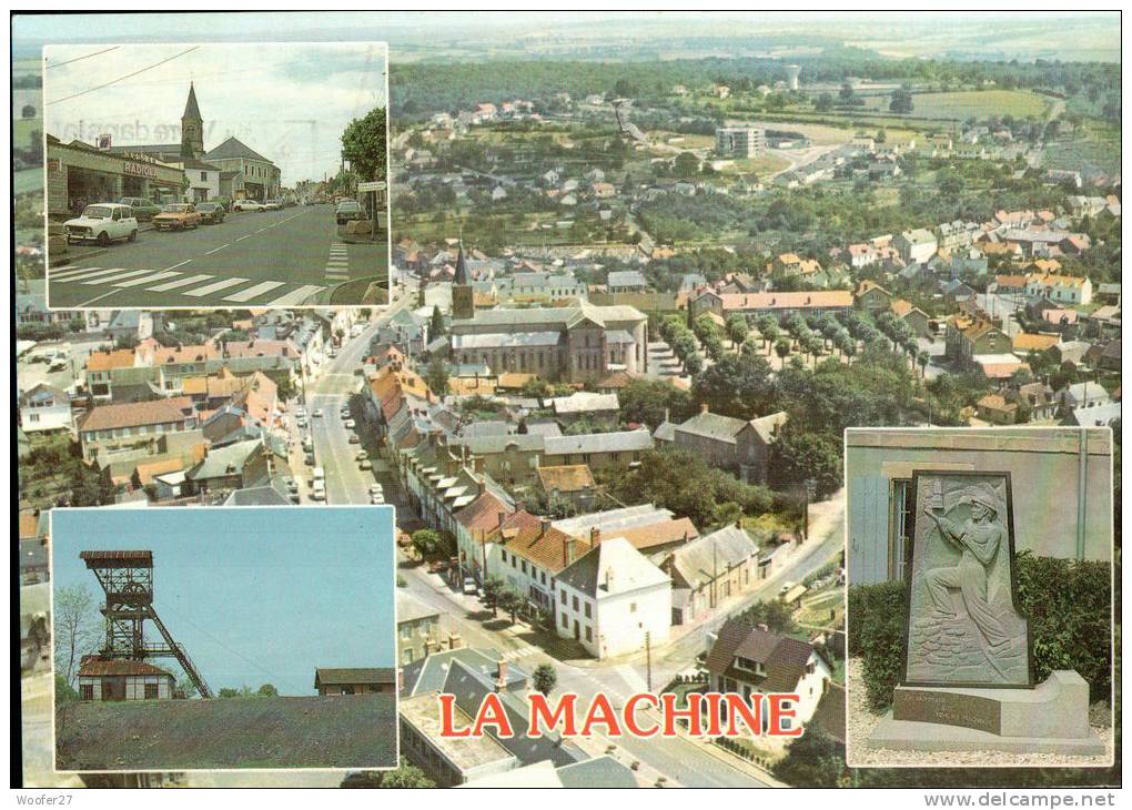 CPM  LA MACHINE  La Ville En Multivues Avec Le Puits Des Glénons - La Machine