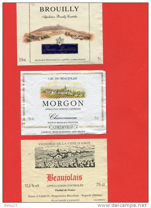 Lot De 3 Etiquettes Beaujolais - Other & Unclassified