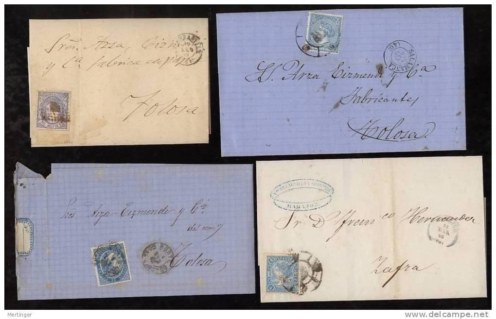 Spanien Spain 4 Briefe 1865-72 - Covers & Documents