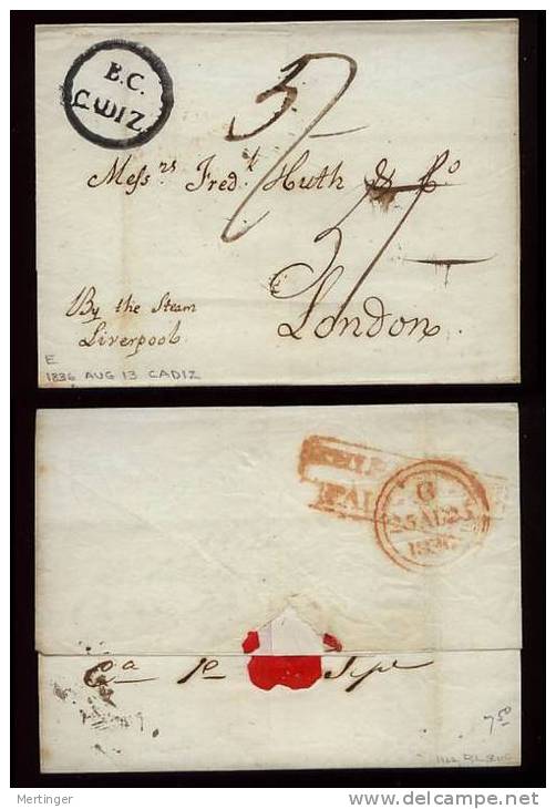 Spanien Spain 1835-42 CADIZ British Consulate 3 Covers To London - ...-1850 Préphilatélie