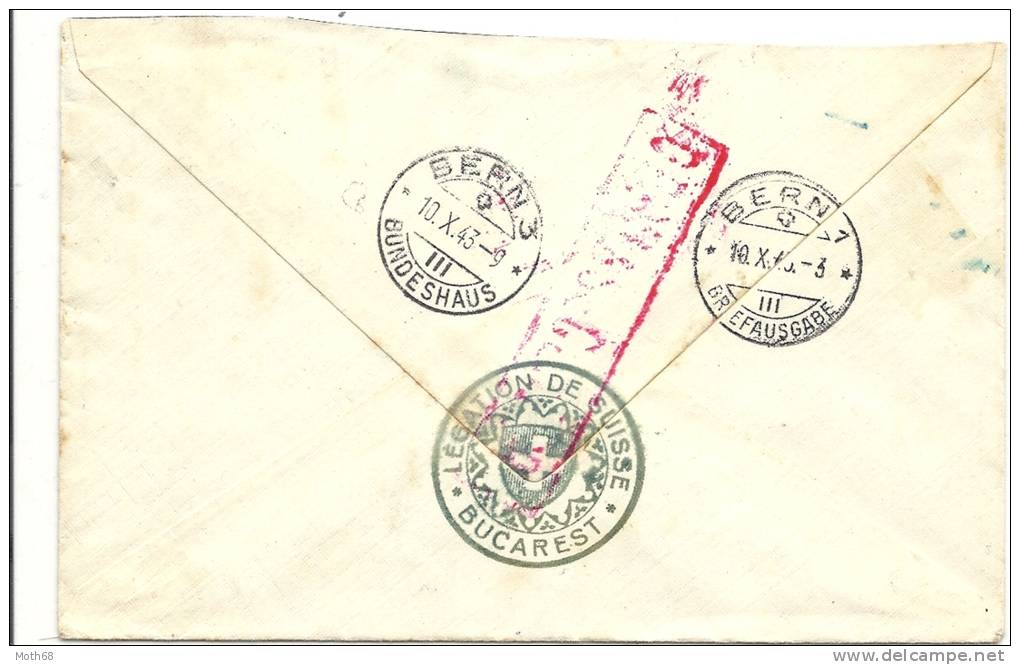 1943 Einschreiben In Die Schweiz "Stempel Legation De Suisse" - Lettres 2ème Guerre Mondiale