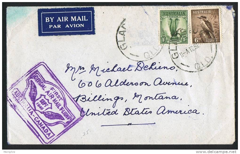 1946  First Air Mail Flight To Canada  Eustis 1066  One Stamp Missing - Eerste Vluchten