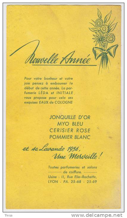Parfumerie Léda & Initiale Eaux De Cologne Salon De Coiffure Lyon Rhône 1956 - Parfum & Cosmetica