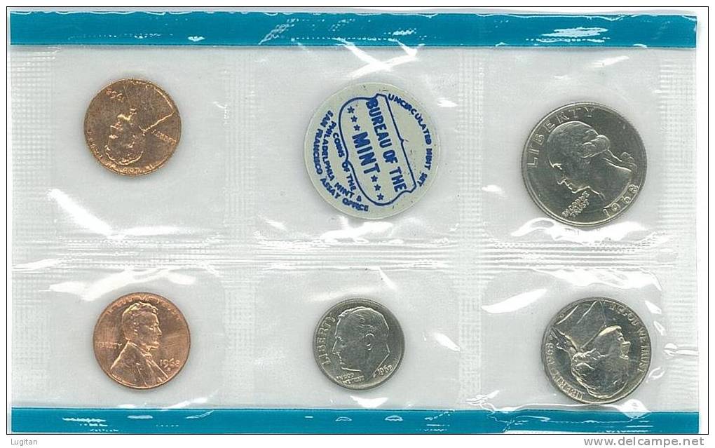 Modern U.S. Uncirculated Mint Set Coin - 5 COINS UNCIRCULATED YEAR 1968 - PHILADELPHIA - BUREAU OF THE MINT  U.S.A. - Sammlungen