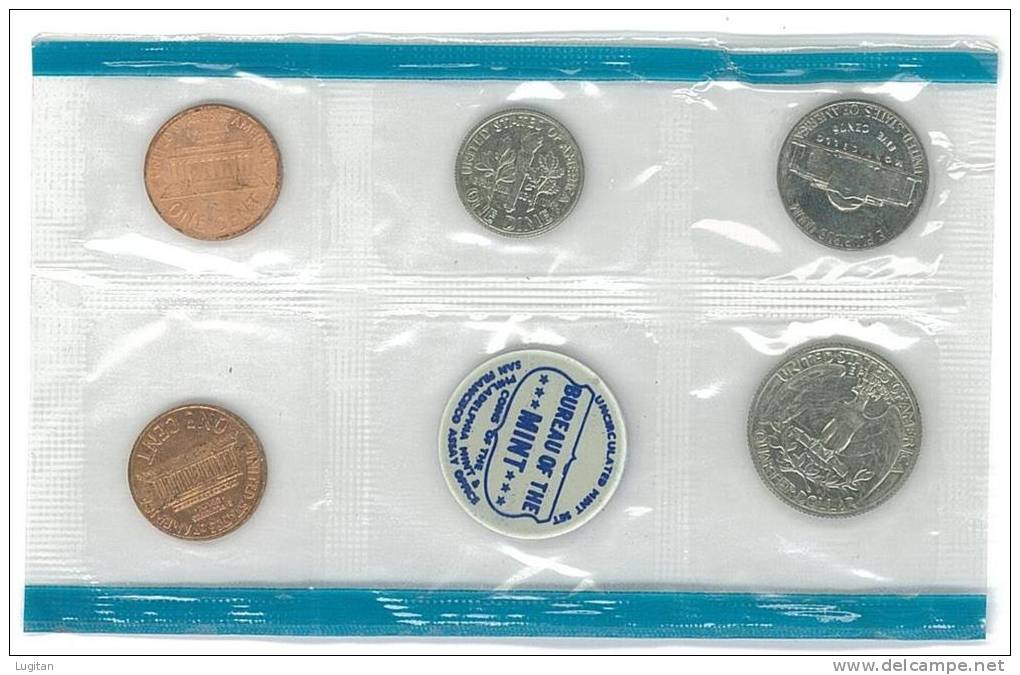 Modern U.S. Uncirculated Mint Set Coin - 5 COINS UNCIRCULATED YEAR 1968 - PHILADELPHIA - BUREAU OF THE MINT  U.S.A. - Collections