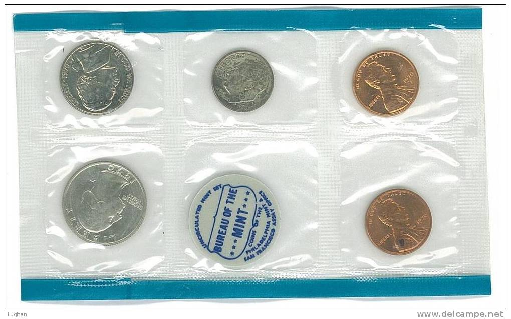 Modern U.S. Uncirculated Mint Set Coin - 5 COINS UNCIRCULATED YEAR 1970 - PHILADELPHIA - BUREAU OF THE MINT  U.S.A. - Verzamelingen