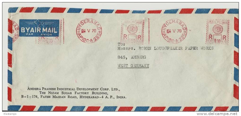 =Indien  BRIFE FLUGPOST 1970 - Airmail