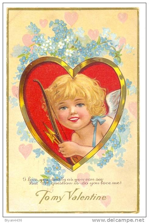 CPA En Relief - "To My Valentine" Amour -Ange -Angelot - TB  (voir Deux Scans) - Saint-Valentin
