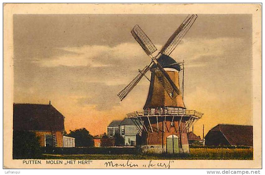 Pays Bas -hollande -ref 141- Putten Molen * Het Hert *- Moulin A Vent -theme Moulins  - Carte Bon Etat  - - Putten