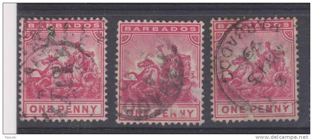 Yvert 51 Oblitéré En 3 Exemplaire - Barbados (...-1966)