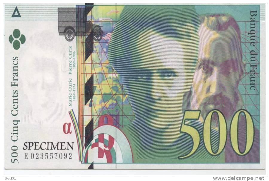 500 FRANCS  CURIE N° 08.. SUPER ETAT - Monete (rappresentazioni)