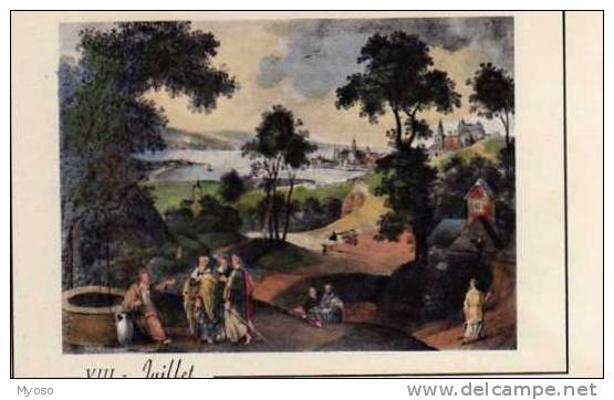 43 MONTFAUCON DU VELAY Collection De12 Tableaux De Grimer, Ecole Flamande Peinture Sur Bois, Juillet - Montfaucon En Velay