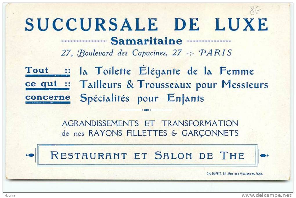 RABIER BENJAMIN  -  Prodigalité,Carte Publictaire De La Samaritaine Boulevard Des Capucines. - Rabier, B.