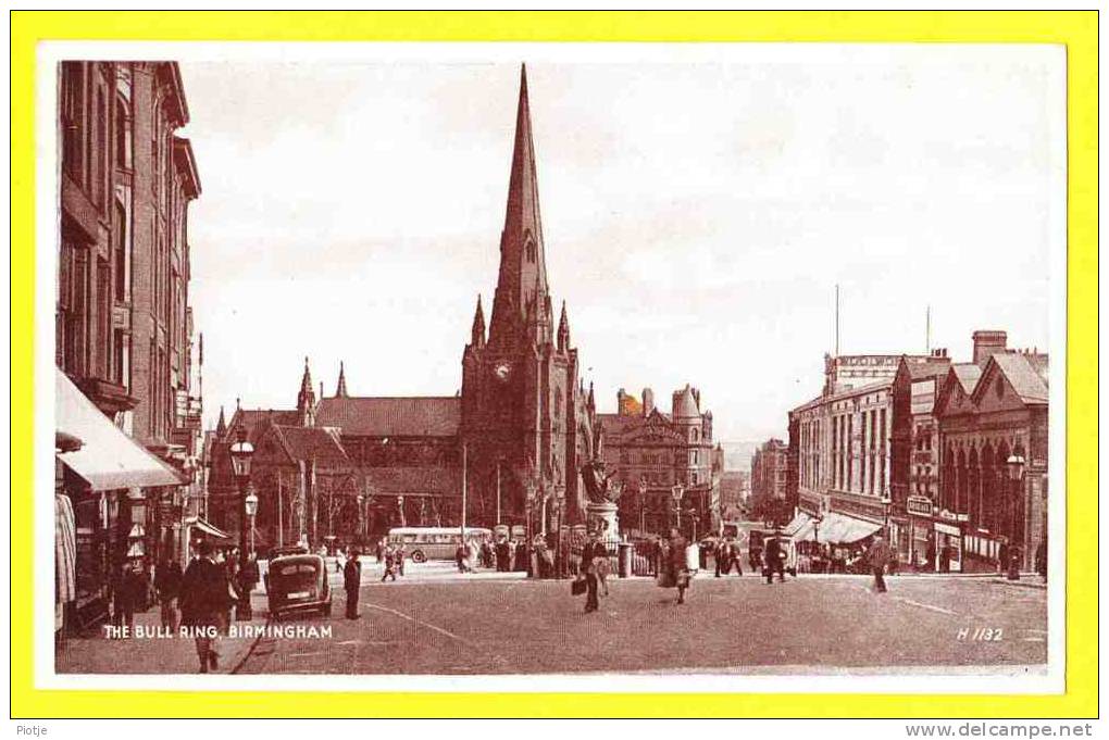 * Birmingham (Warwickshire - England - UK) * (H 1132 - Photo Brown) The Bull Ring, Animée, Oldtimer, Bus, CPA - Birmingham