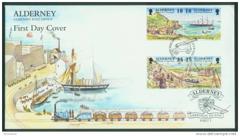 Guernsey-Alderney  1997  Histor. Entwicklung Von Alderney  (1 FDC )  Mi: 108-11 (3,00 EUR) - Alderney