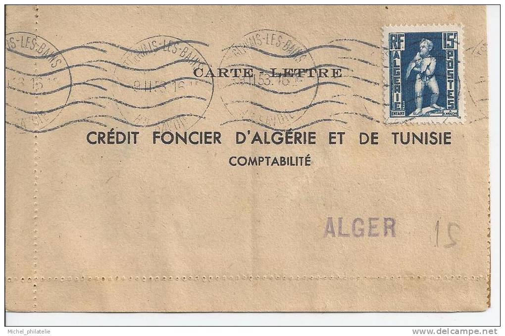 Timbre D'Algérie Oblitéré Hors Algérie, à St Gervais Les Bains ( France ) En1953 - Otros & Sin Clasificación