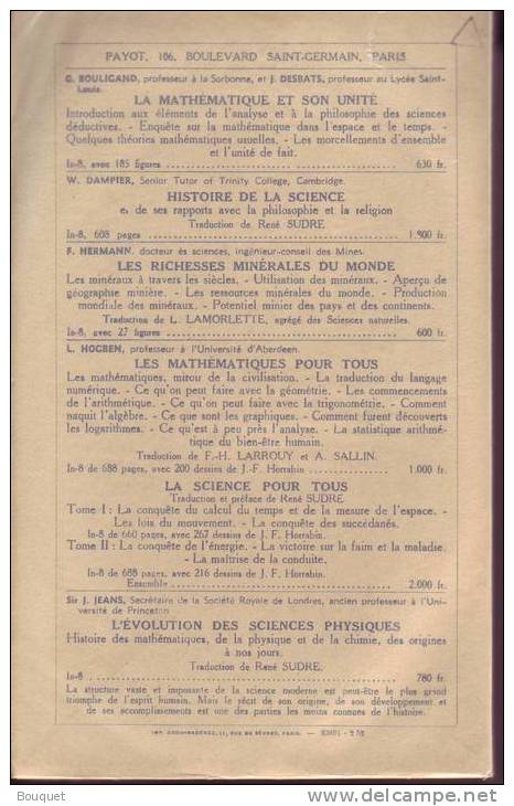 LIVRES - LA MAGIE DES NOMBRES - ERIC TEMPLE BELL - EDITEUR PAYOT - 1952 - Sciences