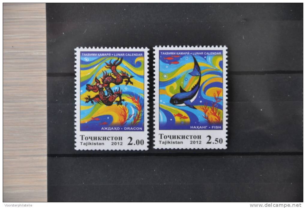 H 114 ++  2012 TADZJIKISTAN YEAR OF THE DRAGON FISH POISSON  ++ MNH POSTFRIS ** - Tadzjikistan