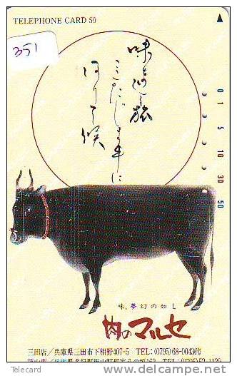 Télécarte JAPON * VACHE (351) COW * KOE * BULL * TAUREAU * KUH * PHONECARD JAPAN * TELEFONKARTE * VACA * TAURUS * - Mucche