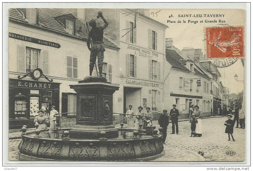 SAINT LEU TAVERNY (VAL D' OISE - 95) - CPA - PLACE DE LA FORGE ET GRANDE RUE - Saint Leu La Foret