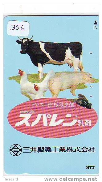 Télécarte JAPON * VACHE (356) COW * KOE * BULL * TAUREAU * KUH * PHONECARD JAPAN * TELEFONKARTE * VACA * TAURUS * - Vacas