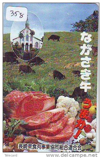 Télécarte JAPON * VACHE (358) COW * KOE * BULL * TAUREAU * KUH * PHONECARD JAPAN * TELEFONKARTE * VACA * TAURUS * - Cows
