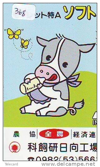 Télécarte JAPON * VACHE (368) COW * KOE * BULL * TAUREAU * KUH * PHONECARD JAPAN * TELEFONKARTE * VACA * TAURUS * - Kühe