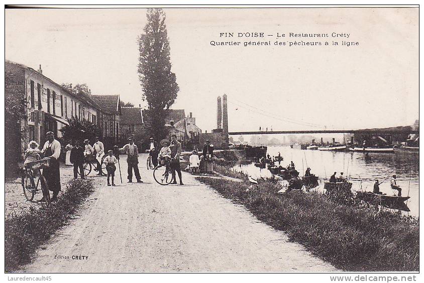 CONFLANS SAINTE HONORINE FIN D'OISE : Le Restaurant Créty, Quartier Général Des Pêcheurs à La Ligne, Animée, 1909 (78/1) - Conflans Saint Honorine