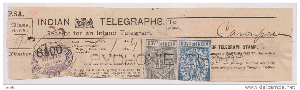 Br India Queen Victoria Telegraph Receipt, India As Per The Scan - 1882-1901 Empire