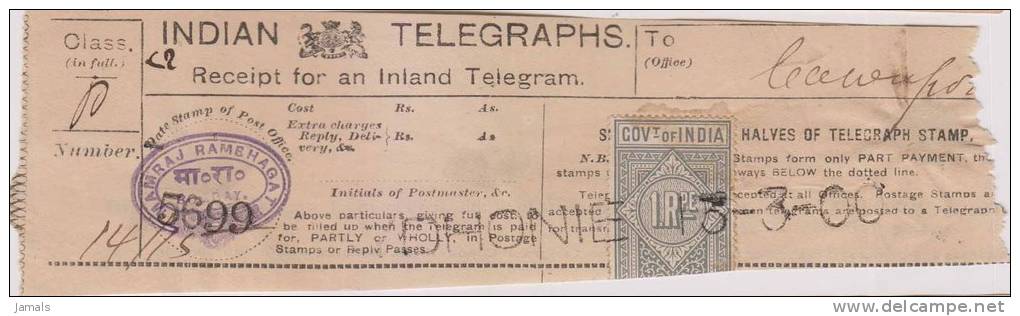 Br India Queen Victoria Telegraph Receipt, India As Per The Scan - 1882-1901 Empire