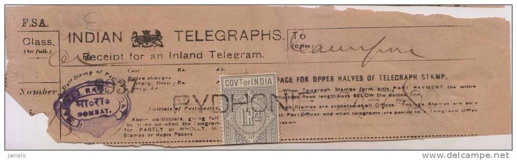 Br India Queen Victoria Telegraph Receipt, India As Per The Scan - 1882-1901 Empire