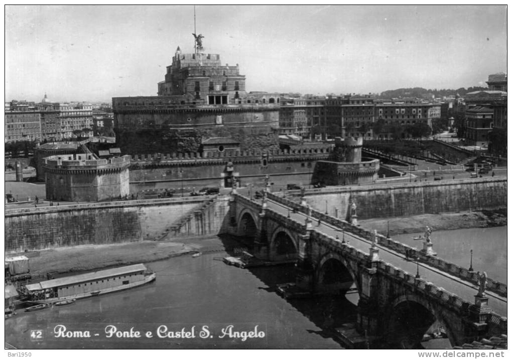 Bellissima   Cartolina  Anni 50          " Roma - Ponte E Castel S.Angelo   " - Castel Sant'Angelo