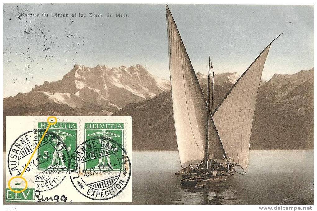 AK  Barque Du Léman  (Tellknaben Abart)         1912 - Plaatfouten