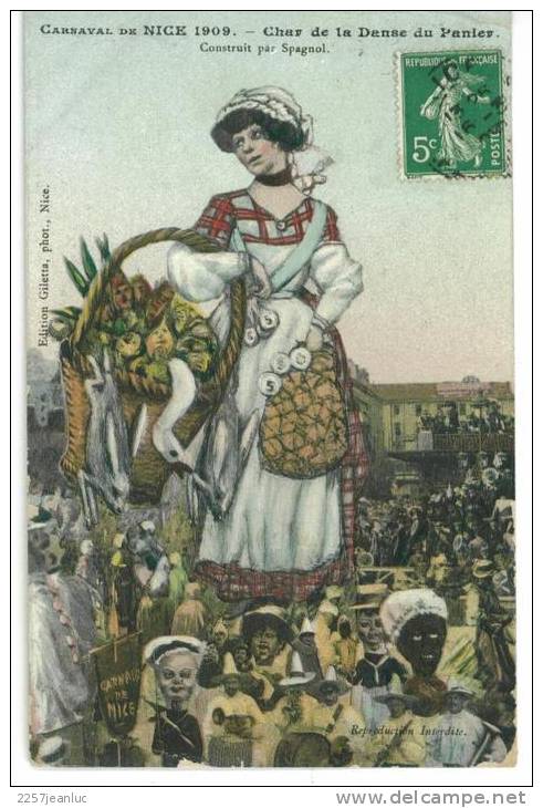 CPA  Carnaval De Nice 1909  Char  De  La Danse Du Panier - Carnaval
