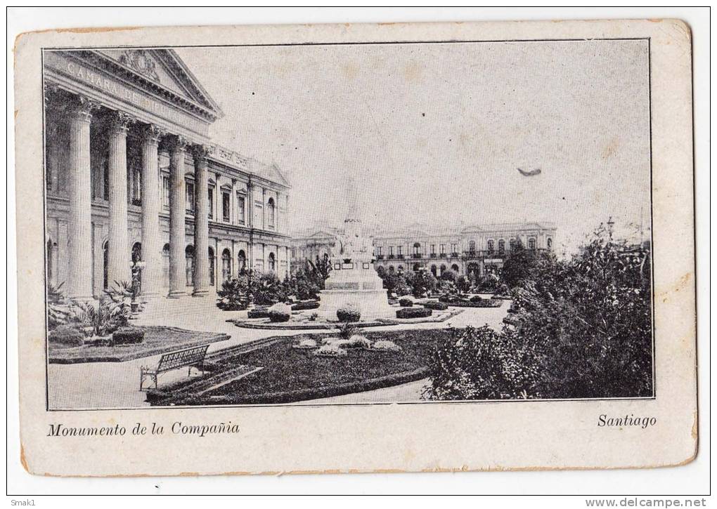 AMERICA CHILE SANTIAGO HOUSE OF REPRESENTATIVES COMPANY MONUMENT OLD POSTCARD - Chile