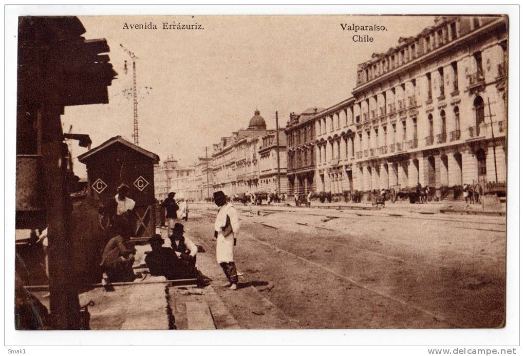 AMERICA CHILE VALPARAISO ERRAZURIZ AVENUE OLD POSTCARD 1921. - Chili